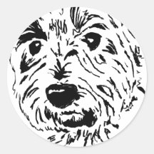 Terrier hace frente pegatina redonda