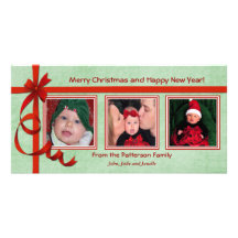 Tesoro triple de los rizos del navidad plantilla para tarjeta de foto