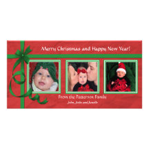 Tesoro triple de los rizos del navidad tarjetas fotograficas personalizadas