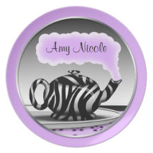 Tetera del estampado de zebra - púrpura 10" placa platos de comidas