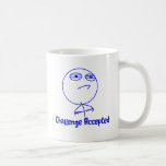 Texto azul y blanco aceptado desafío taza de café