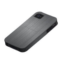 Texto de aluminio cepillado negro del Modelo-Perso Case-Mate iPhone 4 Carcasa