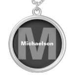 Texto de encargo blanco y negro del monograma mode joyeria personalizada