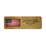 Texto de la bandera americana w/Custom del vintage Etiquetas De Remite
