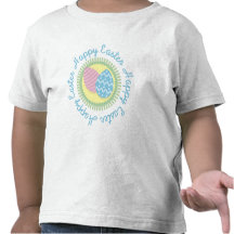 Texto feliz del azul del círculo de Pascua Camisetas