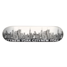 Texto monocromático del horizonte de NYC Monopatín Personalizado