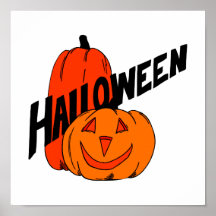 texto negro de Halloween de dos calabazas Posters