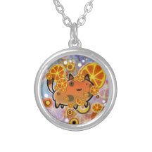 Textura anaranjada del Grunge del gato Joyería