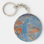 Textura azul del metal del moho llaveros personalizados