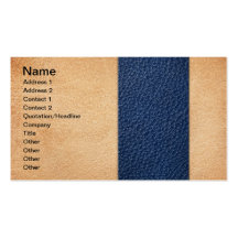 Textura de cuero natural beige con la raya azul tarjeta personal