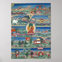 Thanka pintado Bhutanese de los cuentos de Jataka Posters