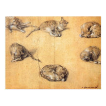 Thomas Gainsborough. Seis estudios de un gato Postales