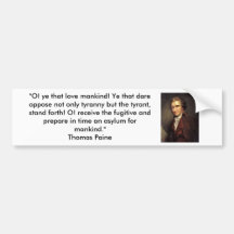 Thomas Paine - sentido común Pegatina De Parachoque