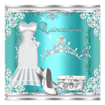 Tiara de plata azul del diamante del décimo quinto invitaciones personalizada