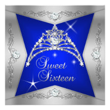 Tiara de plata del azul del dulce 16 del dulce die anuncios personalizados
