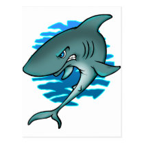 Tiburón del dibujo animado tarjetas postales