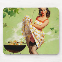 Tiempo caliente de la barbacoa - Pin retro encima  Alfombrillas De Ratones