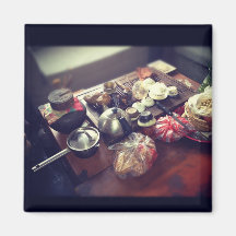 Tiempo del té de los artistas en China Imán De Frigorífico