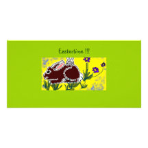 Tiempo divertido de Pascua del conejito Tarjeta Fotográfica Personalizada