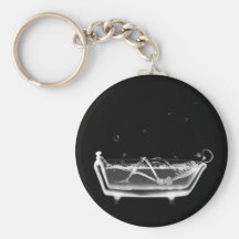 Tiempo esquelético del baño de la radiografía B&W Llavero Personalizado
