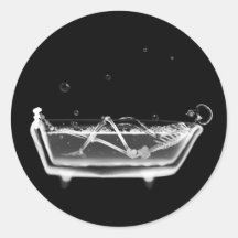 Tiempo esquelético del baño de la radiografía B&W Pegatinas Redondas