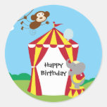 Tienda de circo y pegatinas del cumpleaños de los 