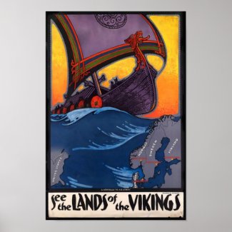 Tierra del anuncio del vintage de Vikingos Impresiones