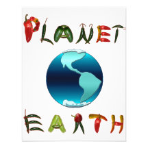 Tierra del planeta con pimientas de chile anuncio personalizado