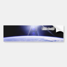 Tierra según lo visto de la estación espacial etiqueta de parachoque