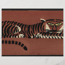 Tigre - anticuario, ejemplo de libro colorido tarjeta publicitaria