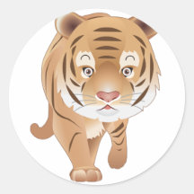 Tigre apacible etiquetas redondas