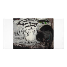 TIGRE BLANCO Y CAT NEGRO TARJETA FOTOGRAFICA PERSONALIZADA