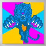 Tigre de ataque repentino feroz del vintage del ti posters