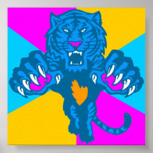 Tigre de ataque repentino feroz del vintage del ti posters