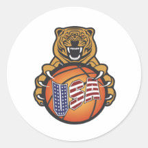 tigre del amante del baloncesto - deportes de los  pegatina redonda