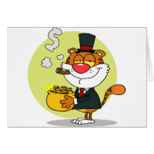 Tigre feliz con la mina de oro tarjetas