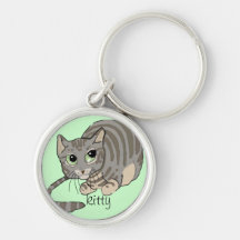 Tigre gris Cat~keychain del buen gatito Llaveros Personalizados