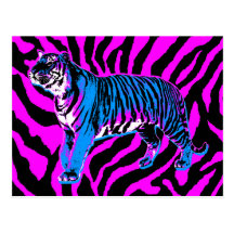 TIGRE SALVAJE del VINTAGE RETRO de los años 80 del Postales