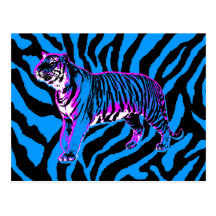 TIGRE SALVAJE del VINTAGE RETRO de los años 80 del Postal