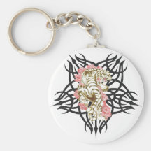 tigre tribal con los rosas llavero personalizado