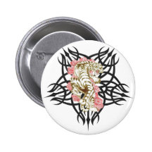 tigre tribal con los rosas pin