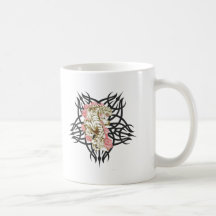 tigre tribal con los rosas taza de café