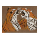 Tigres enojados el escupir - postal