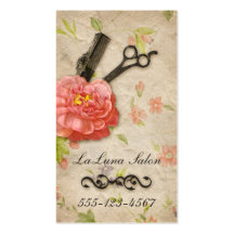 Tijeras femeninas del salón floral del estilista d tarjetas de visita