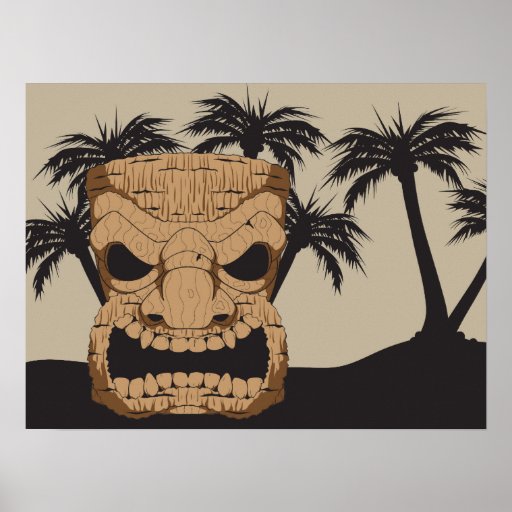 Tiki travieso que talla el poster