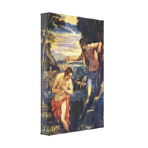 Tintoretto - bautismo de Cristo Impresión De Lienzo
