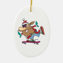tipo fresco divertido Papá Noel que anda en monopa Ornamente De Reyes