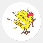 tirón del pollo etiqueta redonda