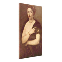 Titian - chicas en las pieles (retrato de una muje impresión en lona estirada