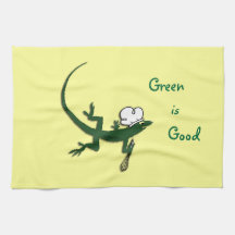 Toalla de cocina del cocinero del lagarto verde